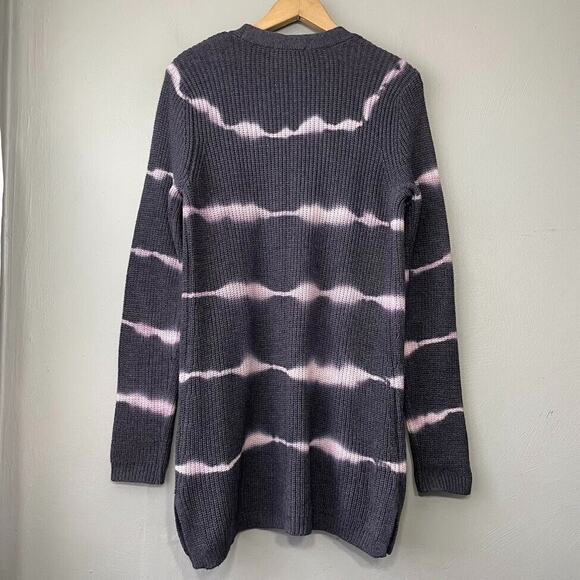 Belle by Belldini Sweater Size Medium Purple Tie Dye Pocket Cardigan Festival - Picture 4 of 8